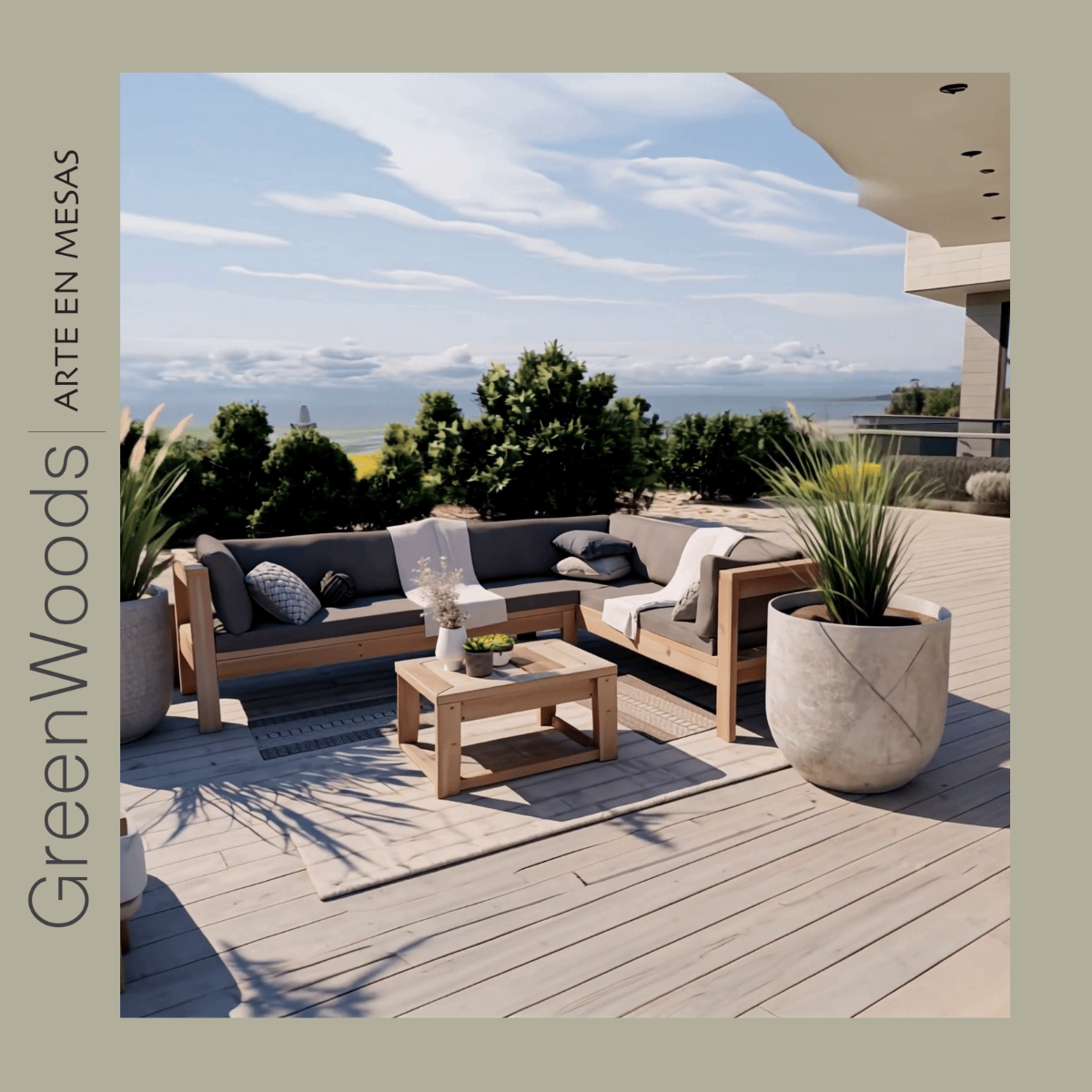 JUEGO TERRAZA MARBELLA DE MADERA SECCIONAL