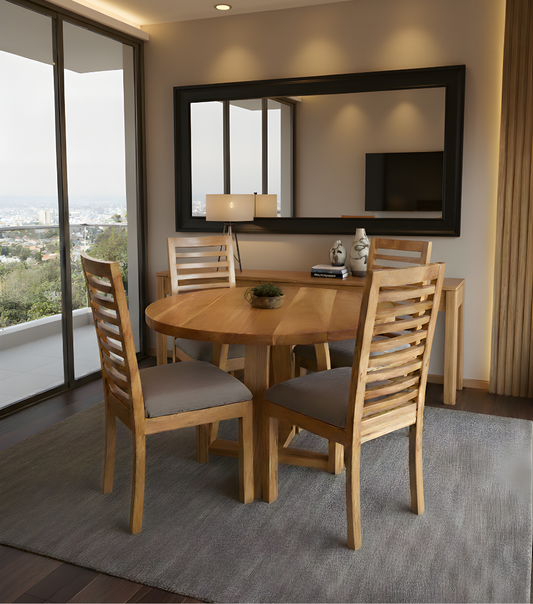 Juego de Comedor Nápoles en Madera Lenga con Sillas Antonia | Greenwoods - banquetas | Greenwoods Chile