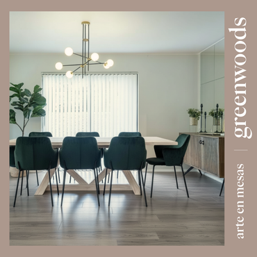 “Mesa de comedor a medida en madera nativa lenga natural, modelo Italia con base cruzada. Comedor moderno