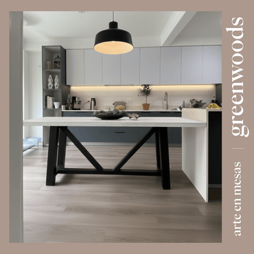 Mesa comedor madera y fierro industrial modelo Viena - | Greenwoods Chile