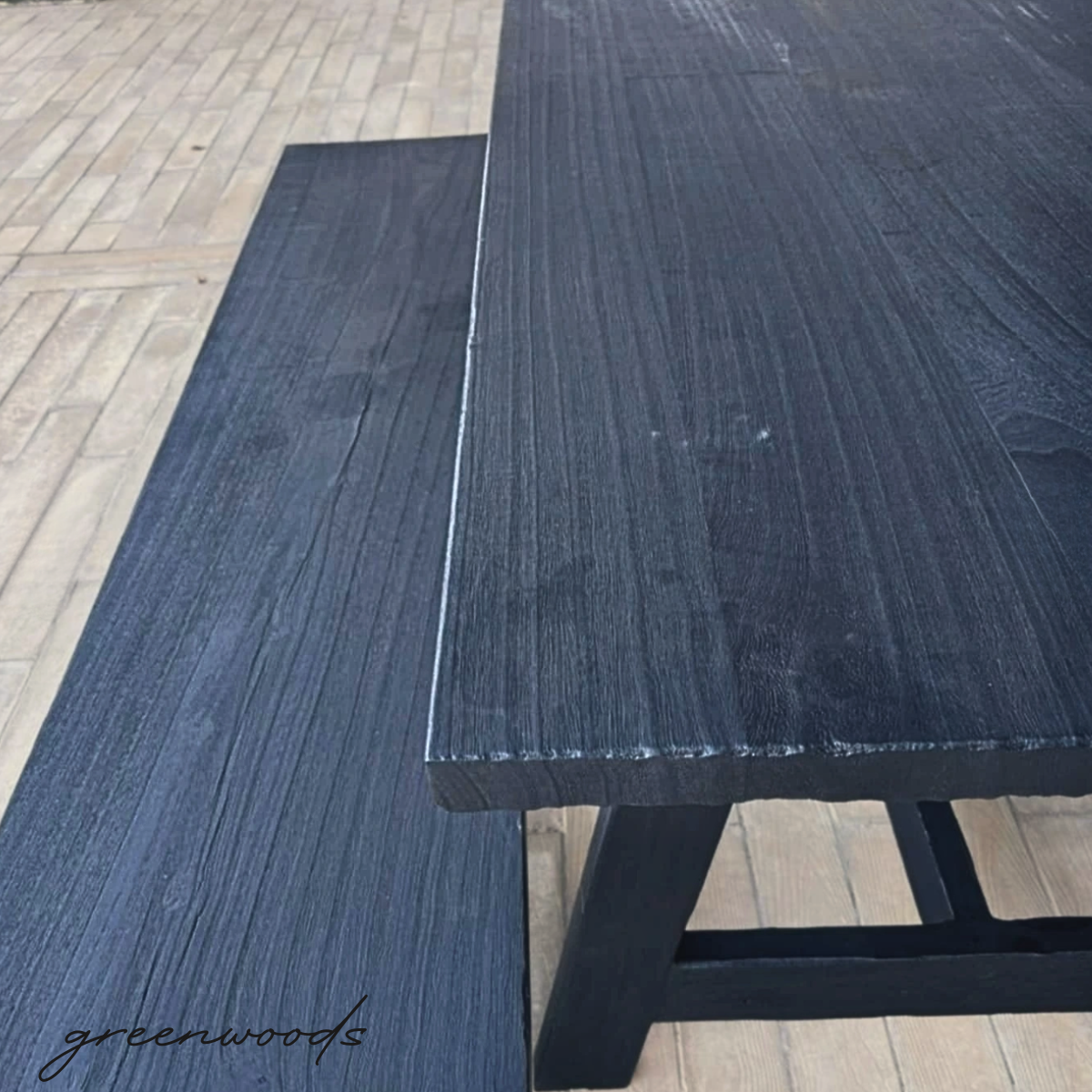MESA DE COMEDOR MADERA CARBONIZADA NEGRA ASHI