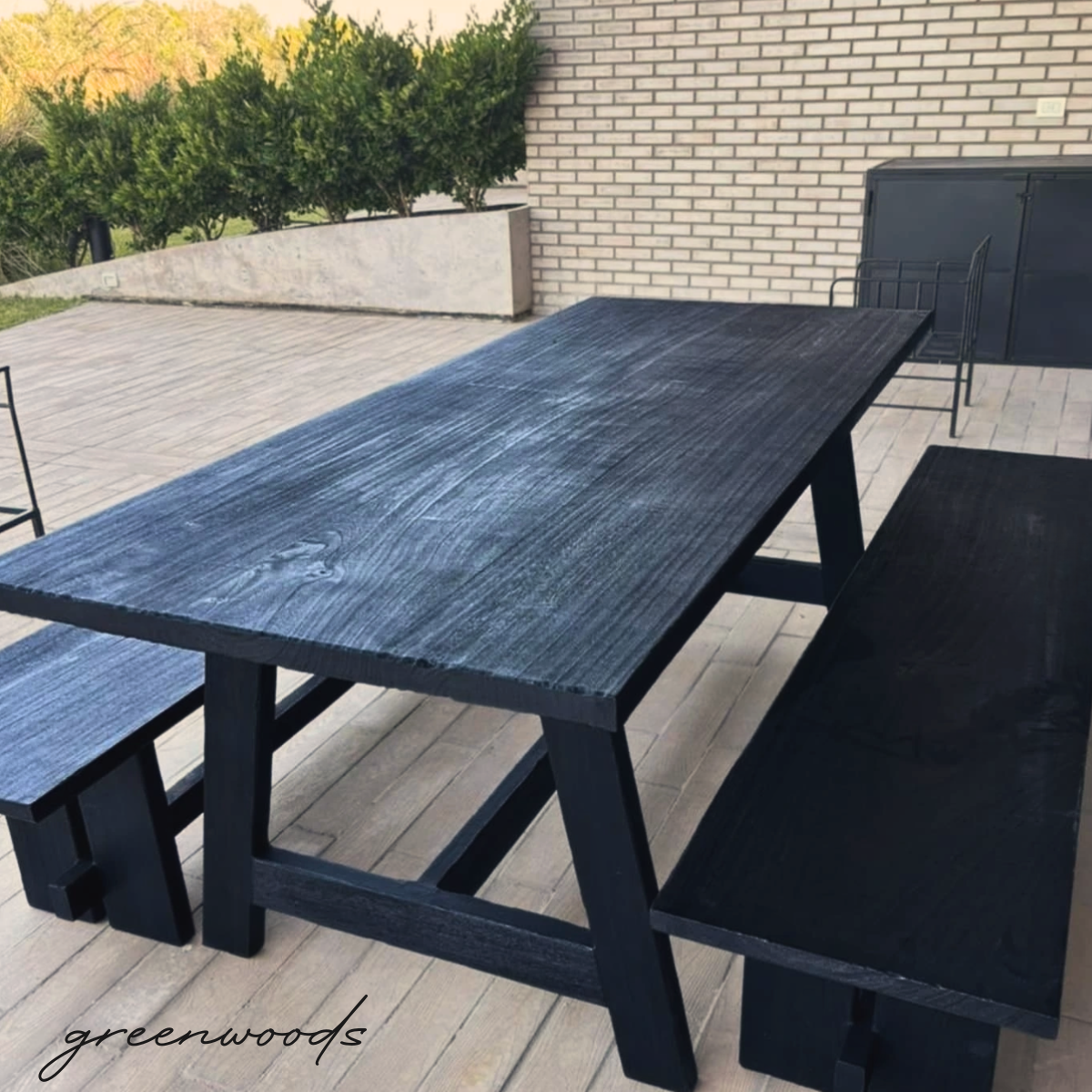 MESA DE COMEDOR MADERA CARBONIZADA NEGRA ASHI