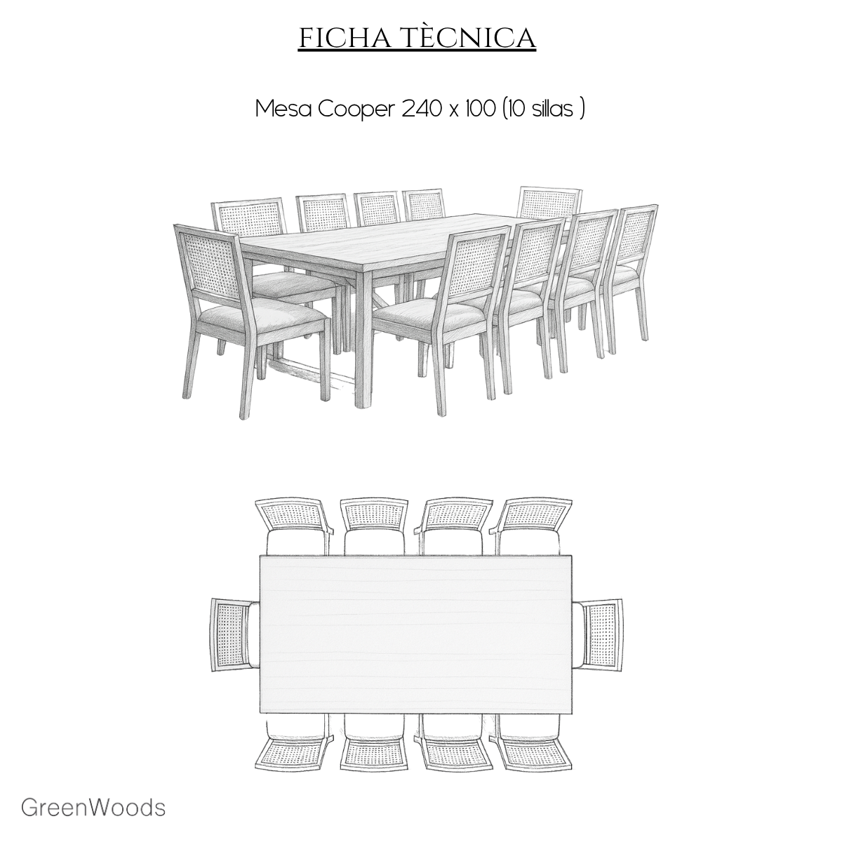 MESA DE COMEDOR DE MADERA COOPER TERRAZA