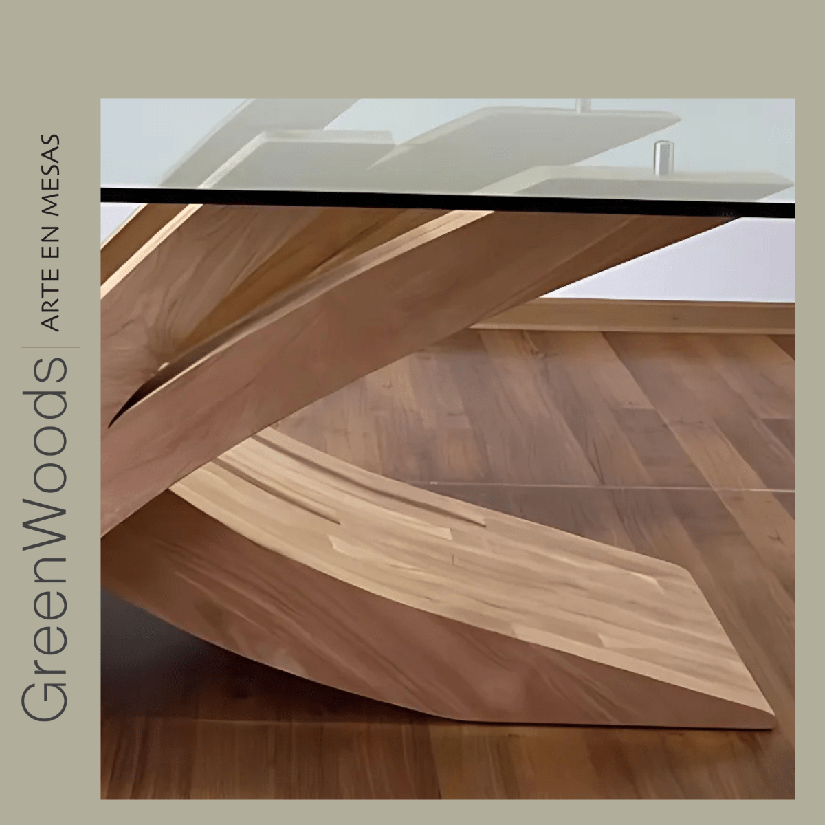 Mesa de comedor de madera y vidrio Picasso. - | Greenwoods Chile