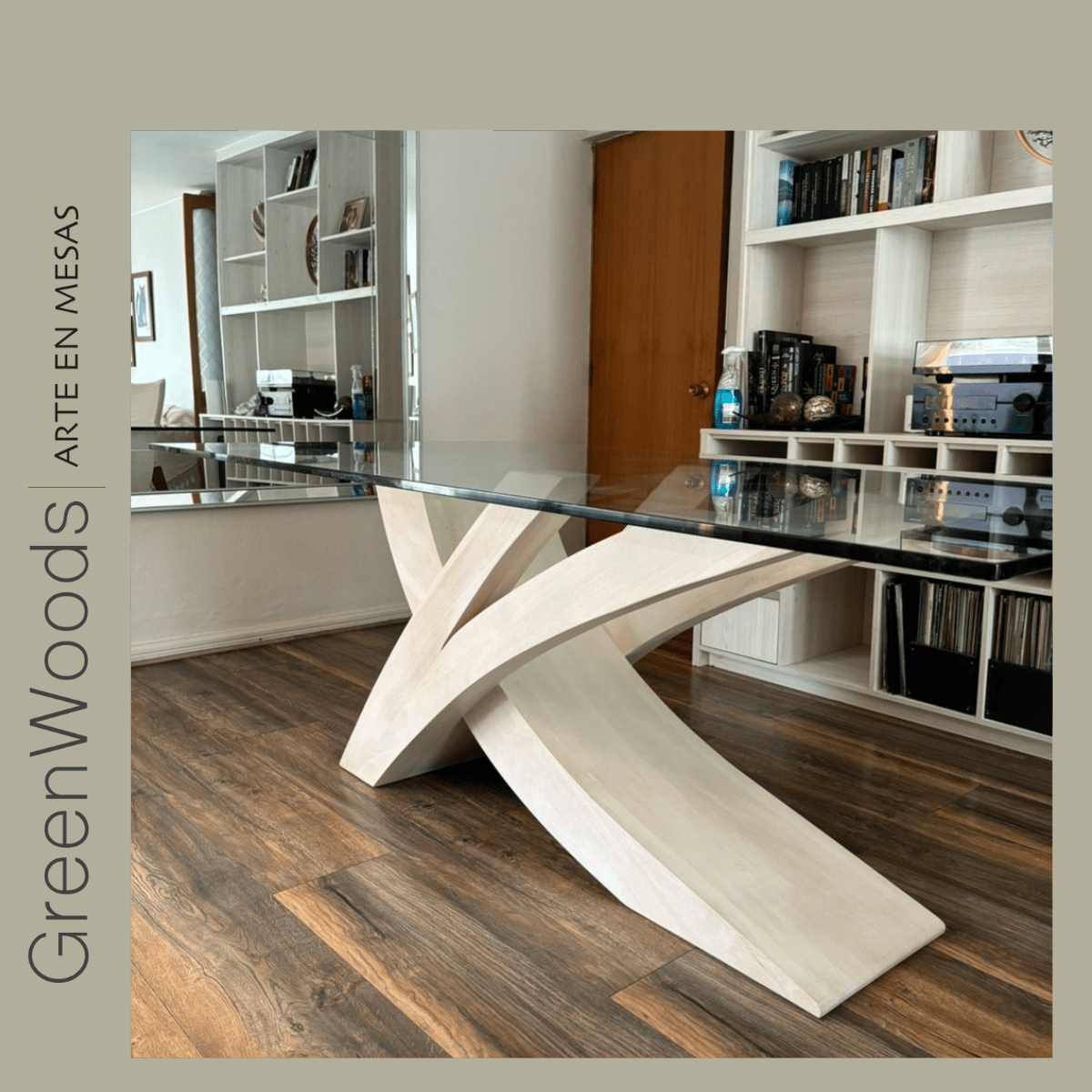 Mesa de comedor de madera y vidrio Picasso. - | Greenwoods Chile
