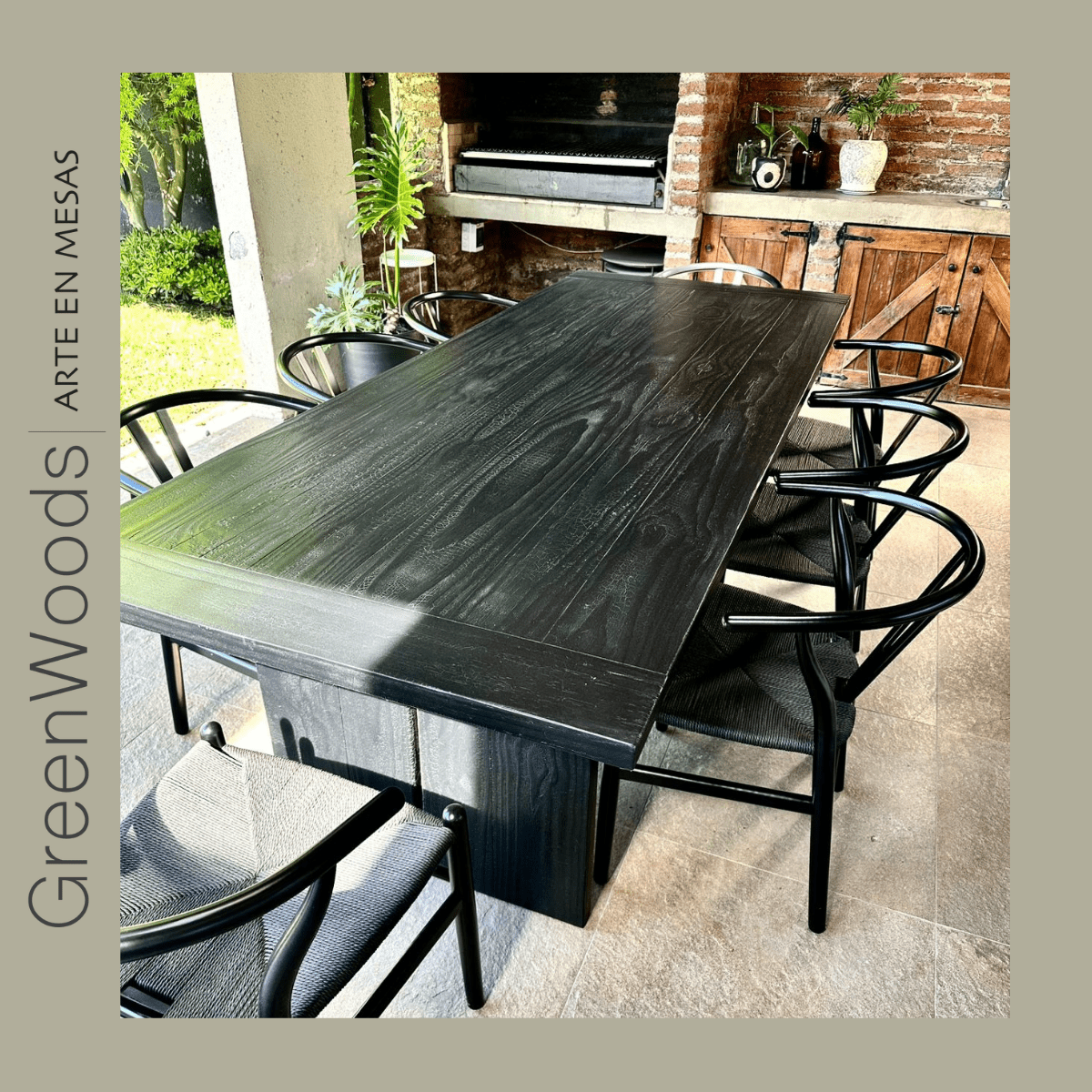 Mesa de comedor madera carbonizada negra Eclipse - mesa comedor | Greenwoods Chile