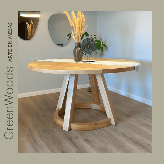 Mesa de comedor redonda de madera Antonia. - mesa comedor | Greenwoods Chile