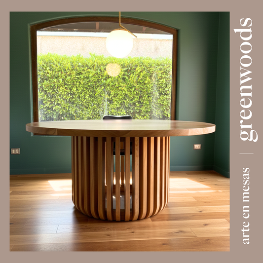 Mesa redonda en madera lenga Praga. - Mesas | Greenwoods Chile