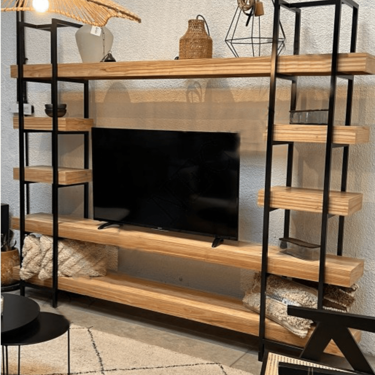 Mueble modular de fierro y madera pino natural | Greenwoods Chile