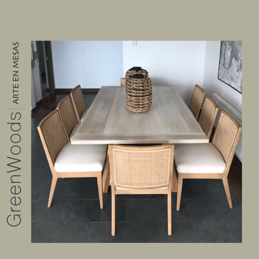 Silla de Comedor Moderna en Madera Lenga con Respaldo de Junco | Modelo Alma - banquetas | Greenwoods Chile