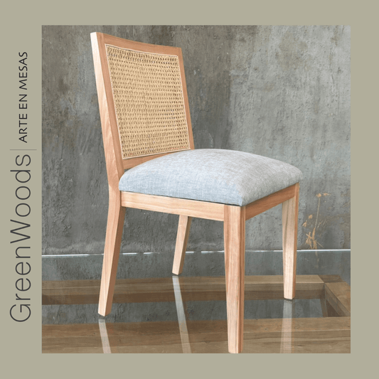 Silla de Comedor Moderna en Madera Lenga con Respaldo de Junco | Modelo Alma - banquetas | Greenwoods Chile