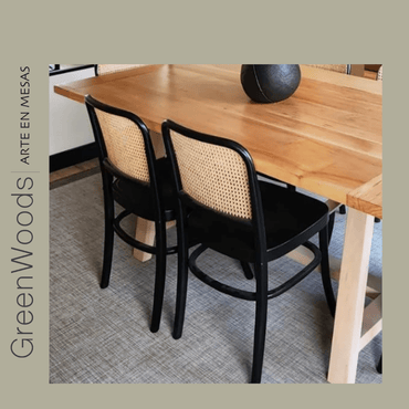 Silla de Comedor Moderna en Madera Lenga con Respaldo de Junco | Modelo Elena - banquetas | Greenwoods Chile