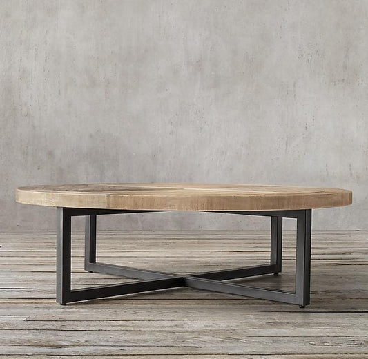 Mesa de centro Lisboa en madera lenga y base de fierro negro | Greenwoods Chile