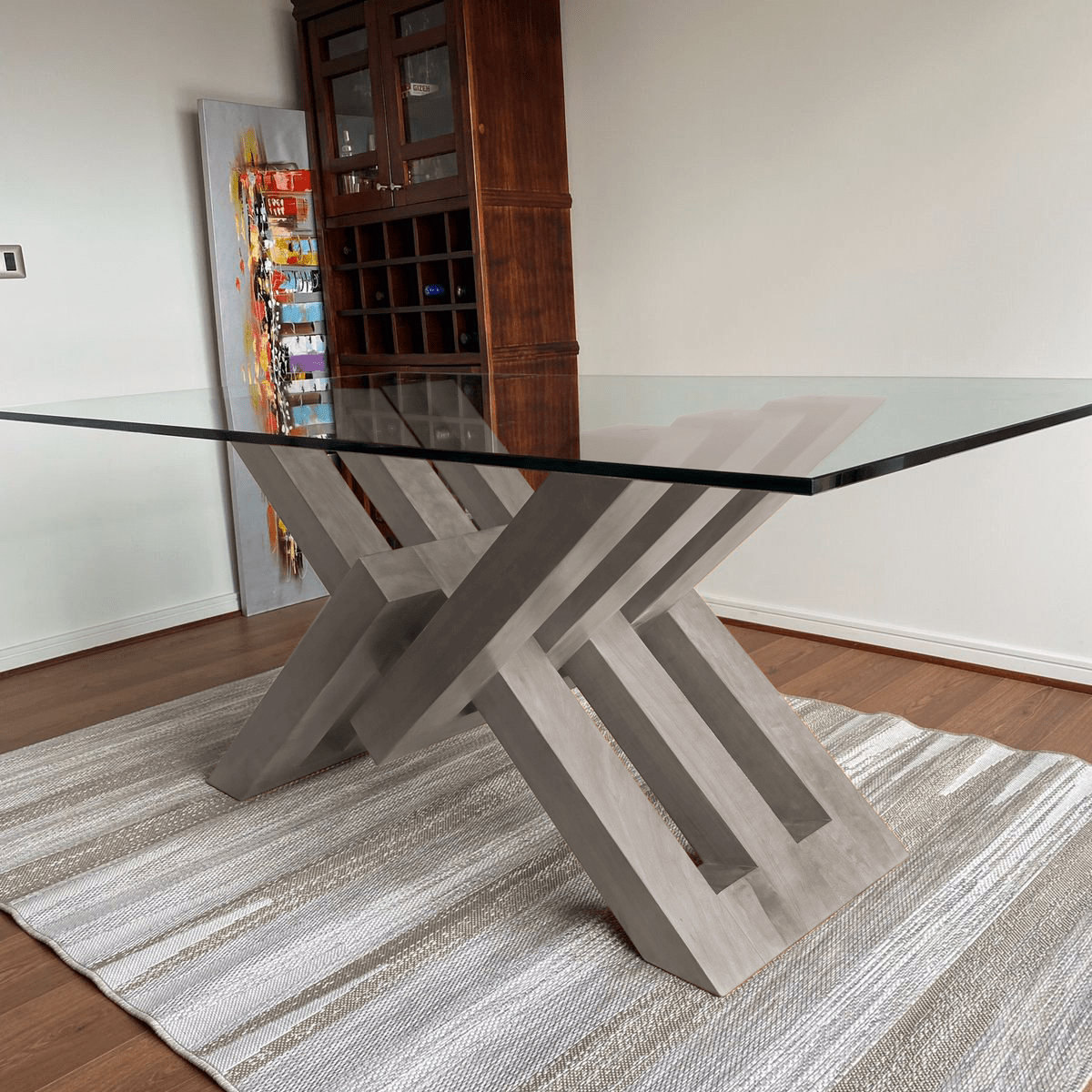 Mesa de comedor de madera y vidrio Cadena. - mesa comedor | Greenwoods Chile