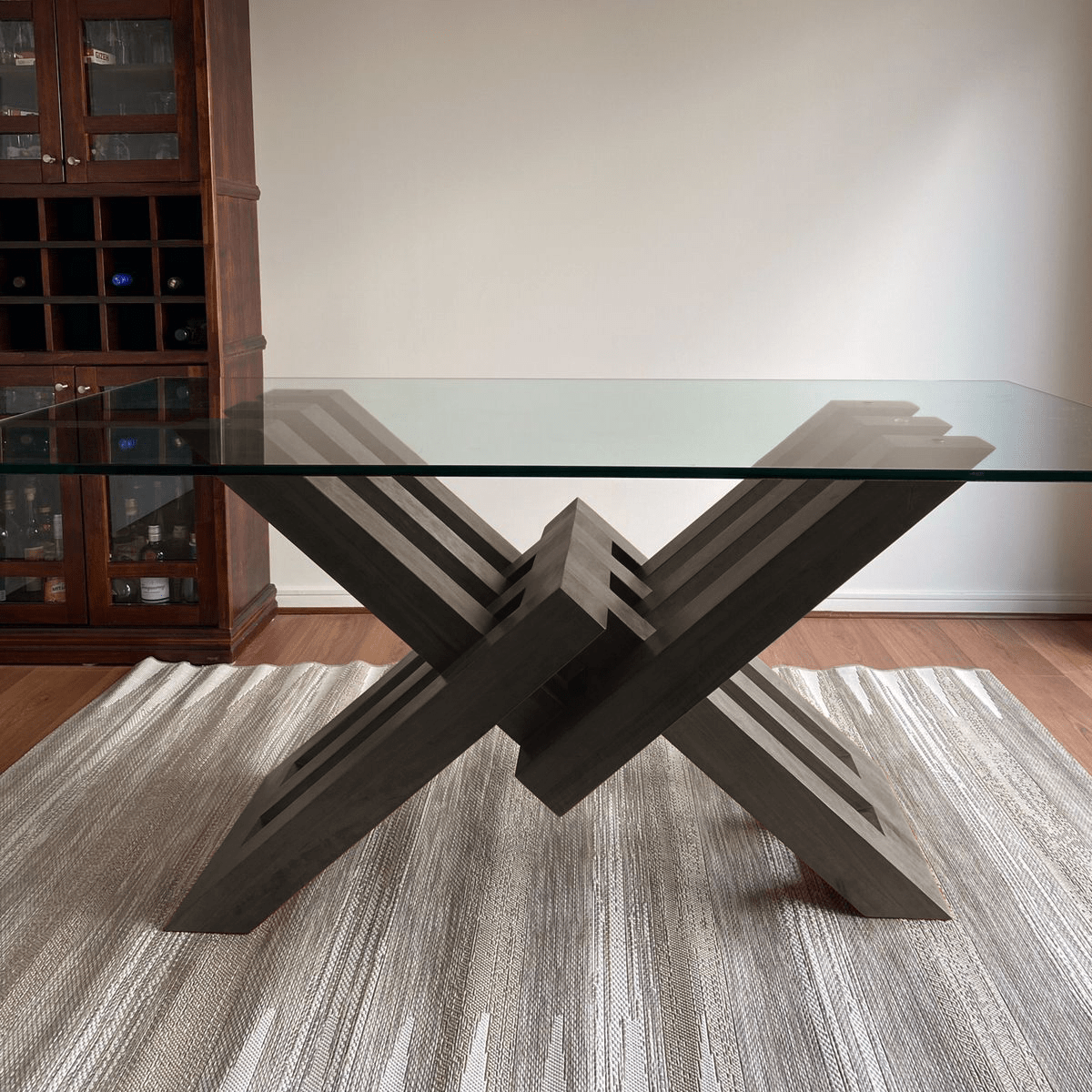 Mesa de comedor de madera y vidrio Cadena. - mesa comedor | Greenwoods Chile
