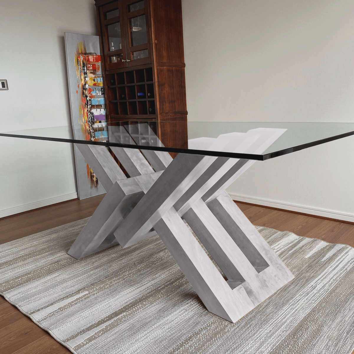 Mesa de comedor de madera y vidrio Cadena. - mesa comedor | Greenwoods Chile
