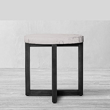 Mesa lateral redonda Murano en madera y fierro negro | Greenwoods Chile