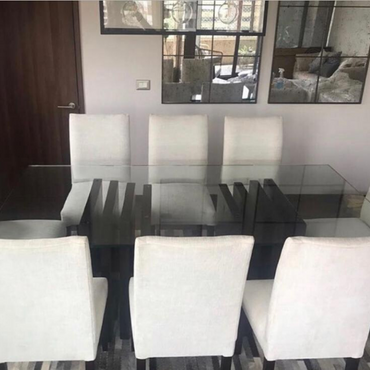 Mesa de Comedor Madera Lenga y Vidrio Pirámide a Medida