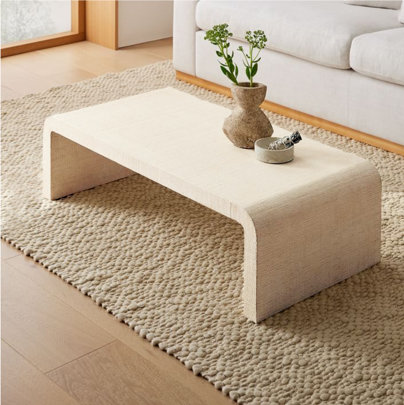 mesa de centro en madera lenga tono blanco Greenwoods