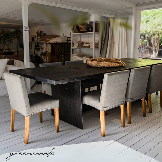 MESA DE COMEDOR  MADERA CARBONIZADA NEGRA FENIX