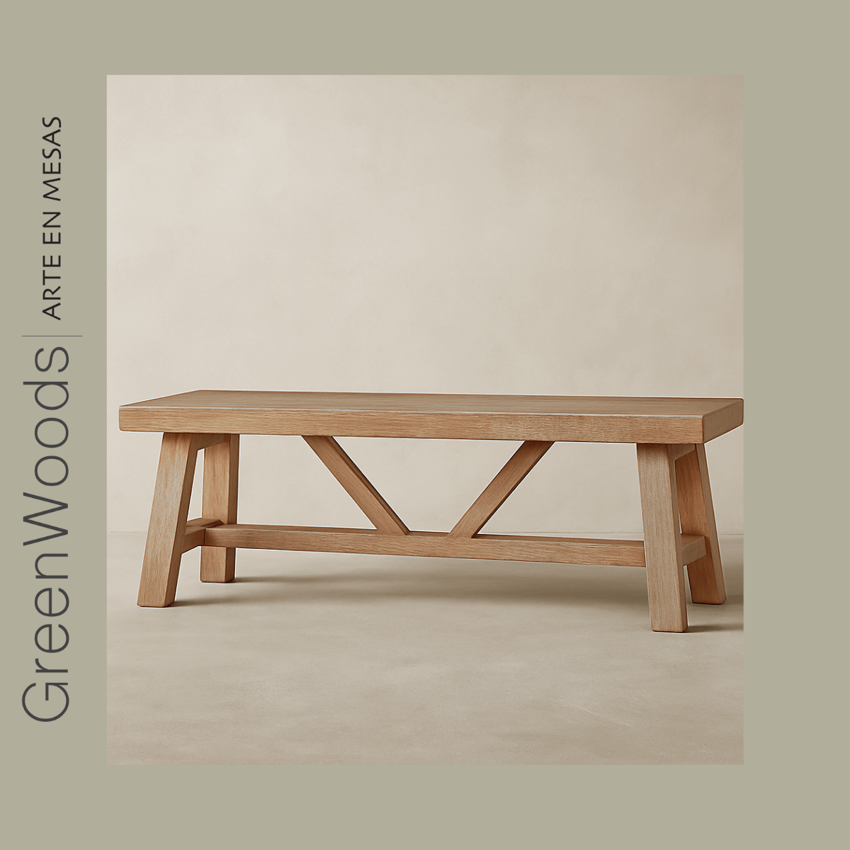 Banqueta de madera lenga Cooper moderna para comedor | Greenwoods Chile