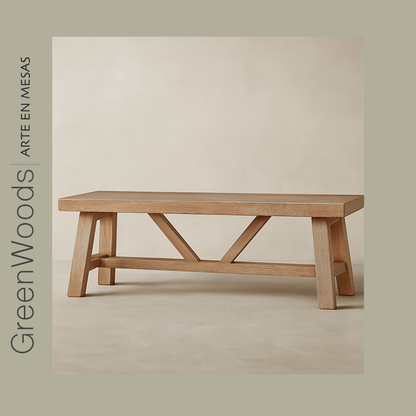 Banqueta de madera lenga Cooper moderna para comedor | Greenwoods Chile