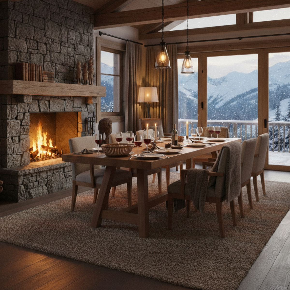 comedor de madera a medida estilo escandinavo mesa de comedor moderna en madera lenga Greenwoods Chile