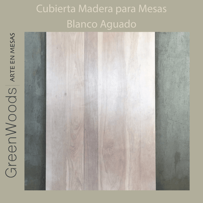 Cubierta madera lenga personalizada blanco aguado. - mesa comedor | Greenwoods Chile