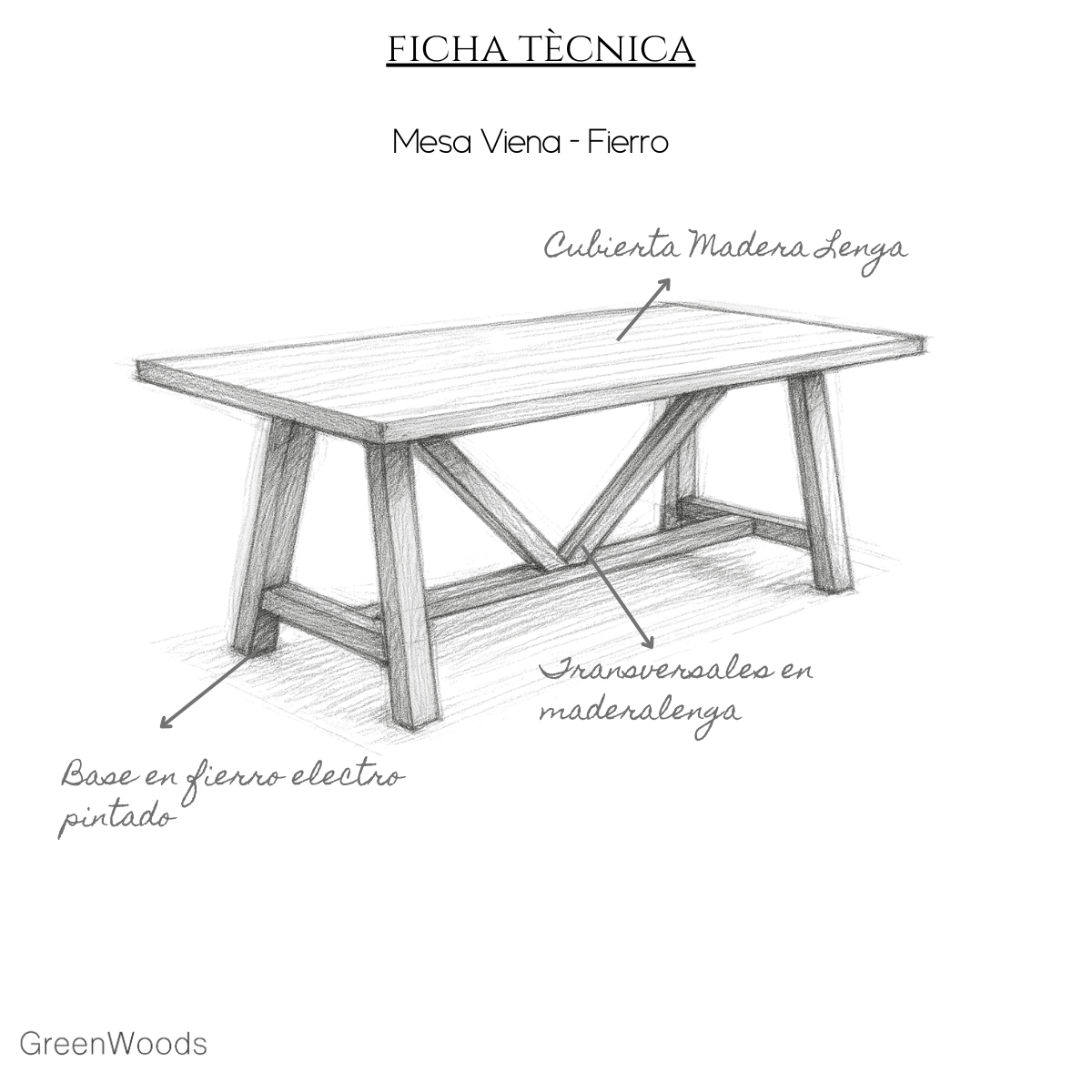 mesa comedor madera lenga y fierro industrial viena terraza