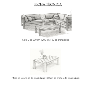 JUEGO TERRAZA MARBELLA DE MADERA SECCIONAL