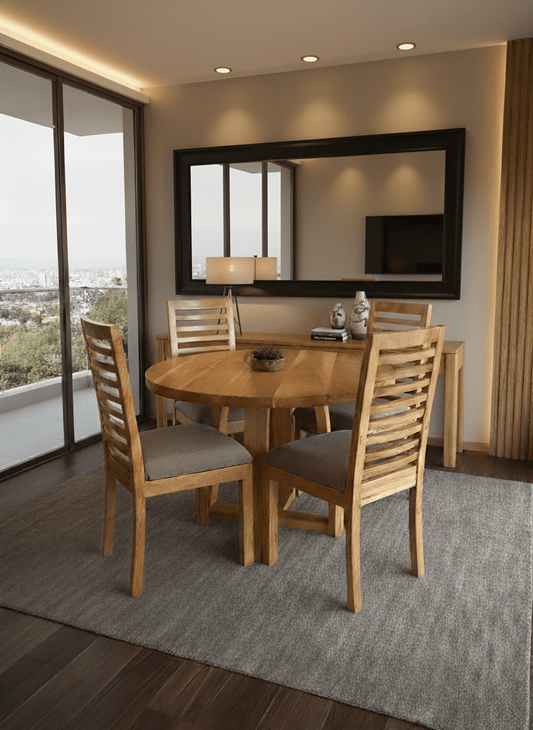 Juego de Comedor Nápoles en Madera Lenga con Sillas Antonia | Greenwoods - banquetas | Greenwoods Chile