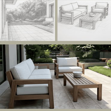 Juego de Terraza Valencia en madera nativa Lenga - | Greenwoods Chile