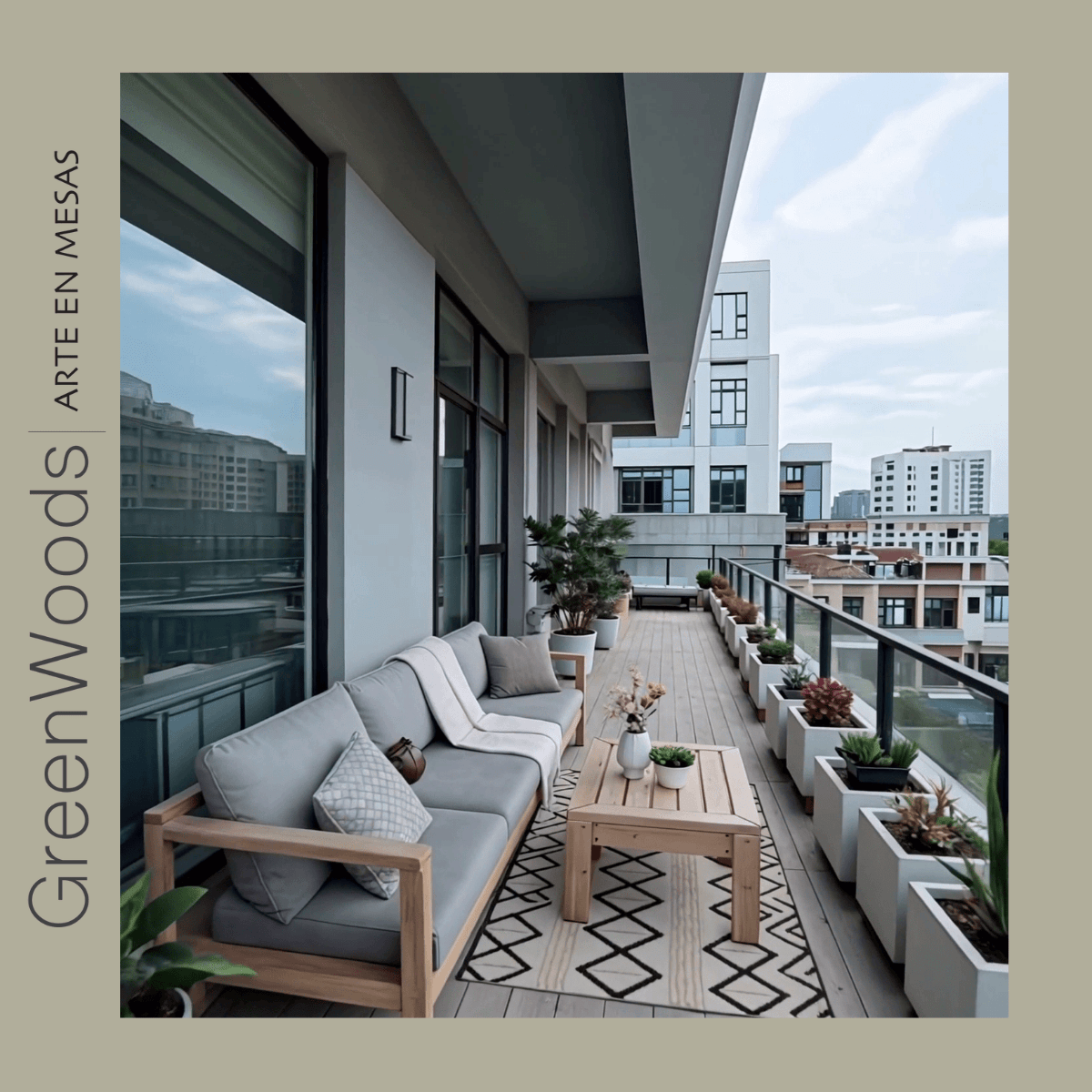 Juego de terraza Sofá Marbella en madera maciza | Greenwoods Chile