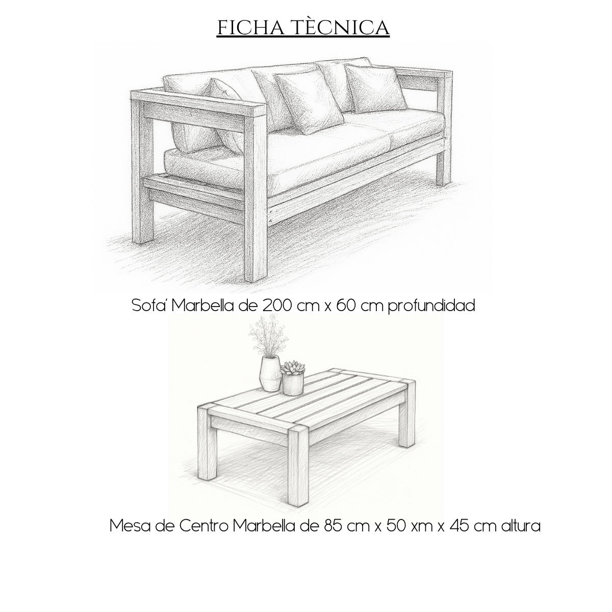 Set de terraza madera con cojines blancos Marbella | Greenwoods