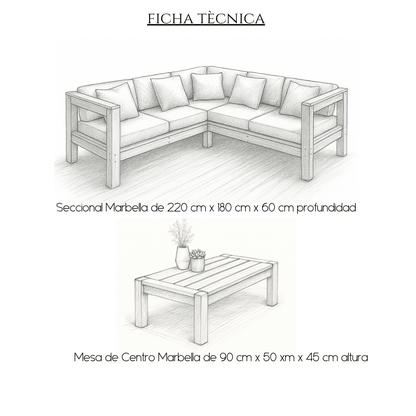 Juego terraza seccional marbella de madera - | Greenwoods Chile