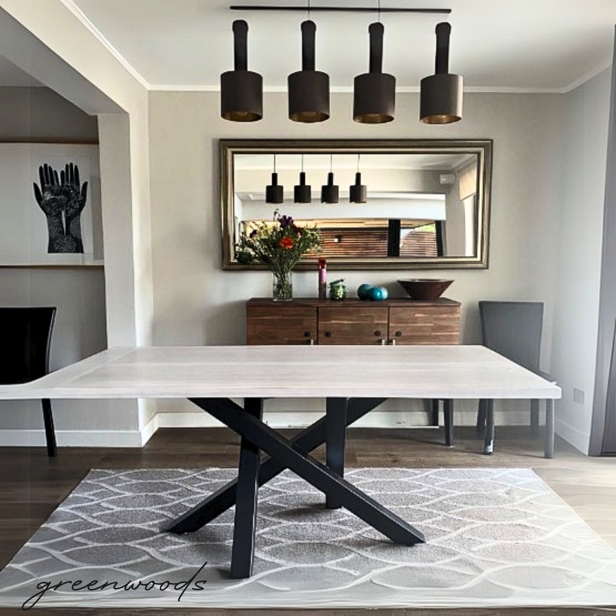 MESA DE COMEDOR FIERRO Y MADERA LENGA  DA VINCI