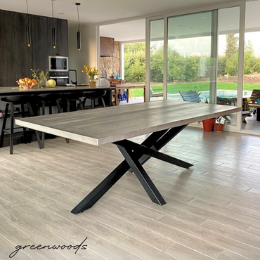 MESA DE COMEDOR FIERRO Y MADERA LENGA  DA VINCI