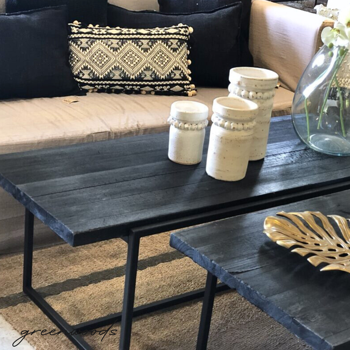 MESA DE CENTRO  MADERA CARBONIZADA NOIR