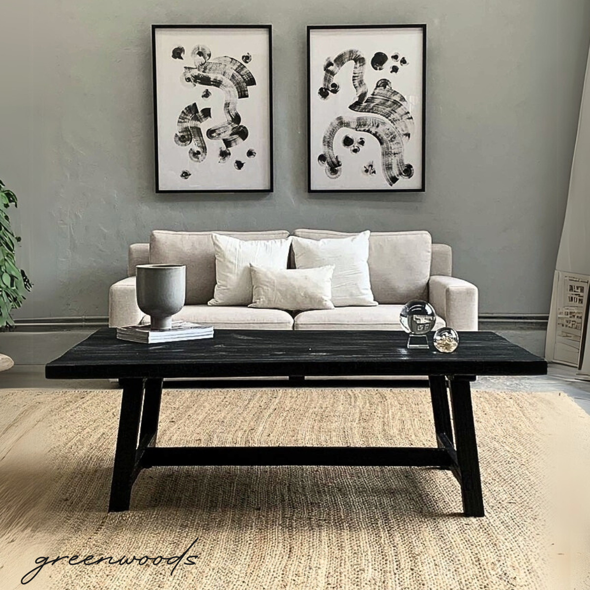 MESA DE CENTRO  MADERA CARBONIZADA BLACK