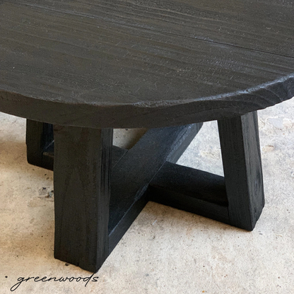 MESA DE CENTRO REDONDA MADERA CARBONIZADA KAEN