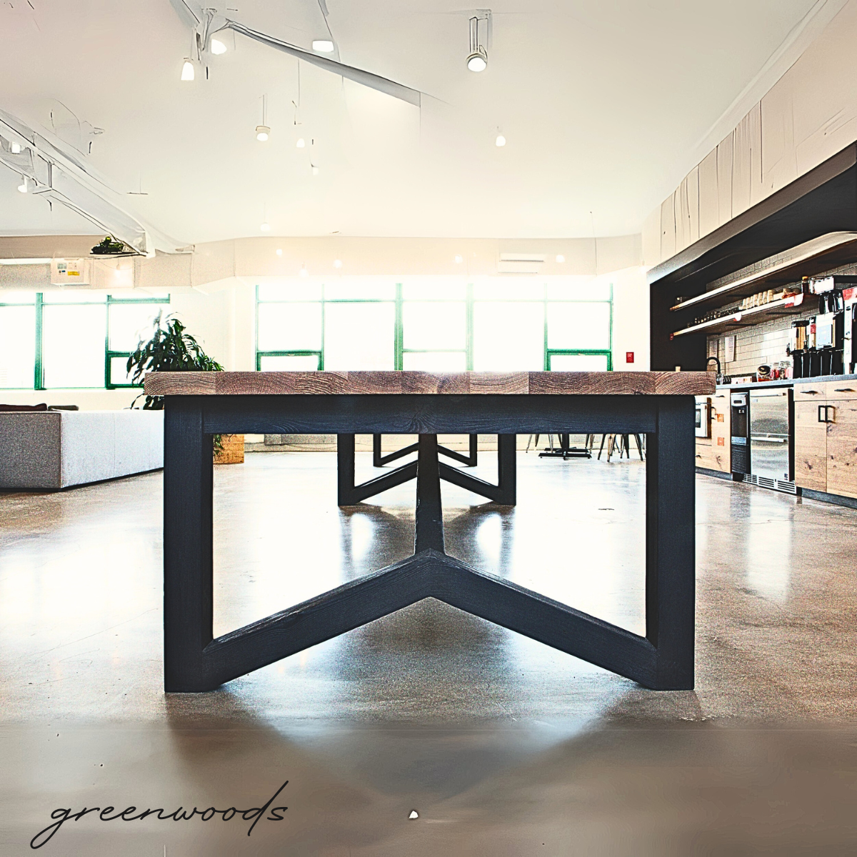 MESA DE COMEDOR  MADERA CARBONIZADA NEGRA EME (BASE CARBONIZADA)