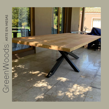 Mesa de terraza modelo Da Vinci en madera natural y estructura de fierro – Greenwoods Chile, comedor terraza industrial, mesa de fierro , comedores industriales, mesas de terraza madera, mesas de terraza