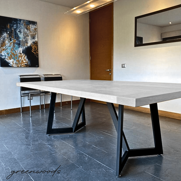 MESA DE COMEDOR MADERA Y FIERRO NEGRO SIENA.