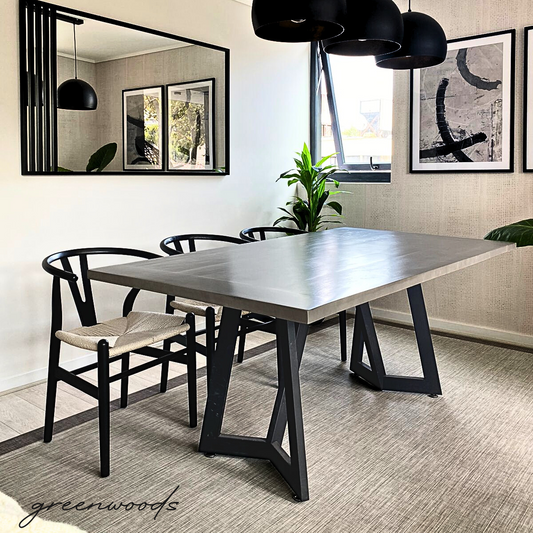 MESA DE COMEDOR MADERA Y FIERRO NEGRO SIENA.