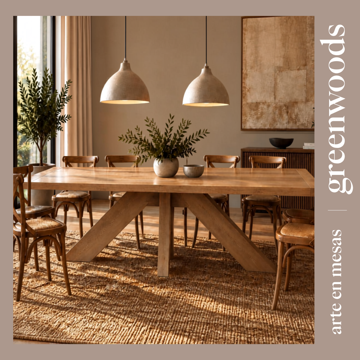 Mesa de comedor Francia en madera lenga maciza natural – mesa comedor a medida Greenwoods Chile