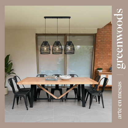 mesa comedor madera lenga y fierro industrial viena terraza - | Greenwoods Chile