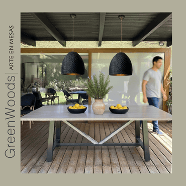 mesa comedor madera lenga y fierro industrial viena terraza - | Greenwoods Chile