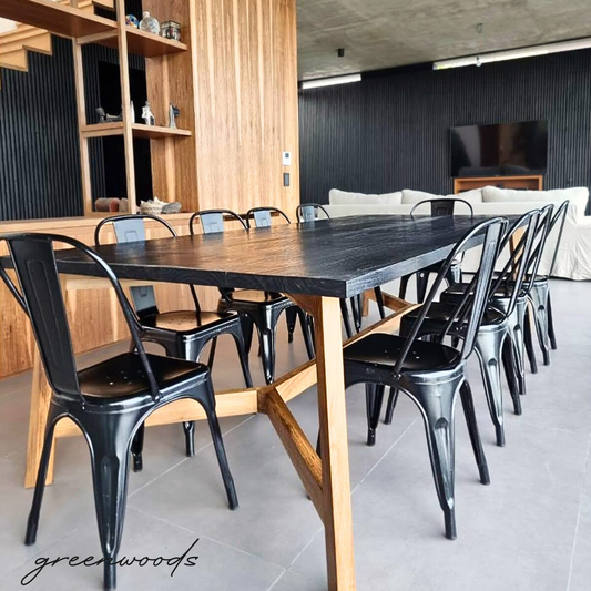 MESA DE COMEDOR  MADERA CARBONIZADA NEGRA KURO