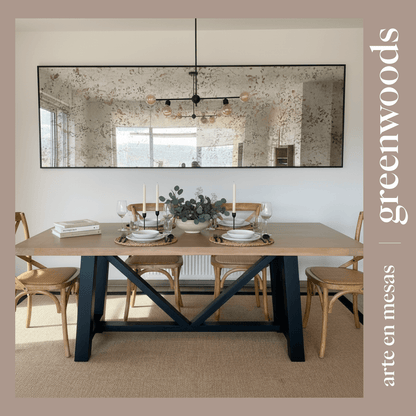 Mesa comedor madera y fierro industrial modelo Viena - | Greenwoods Chile