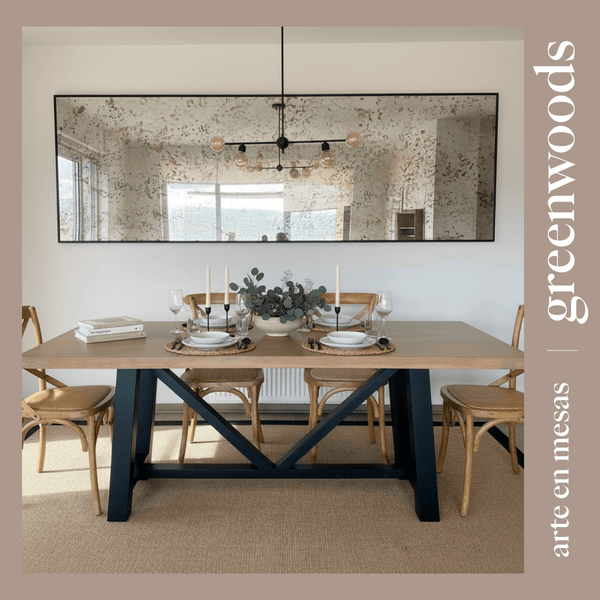 Mesa comedor madera y fierro industrial modelo Viena